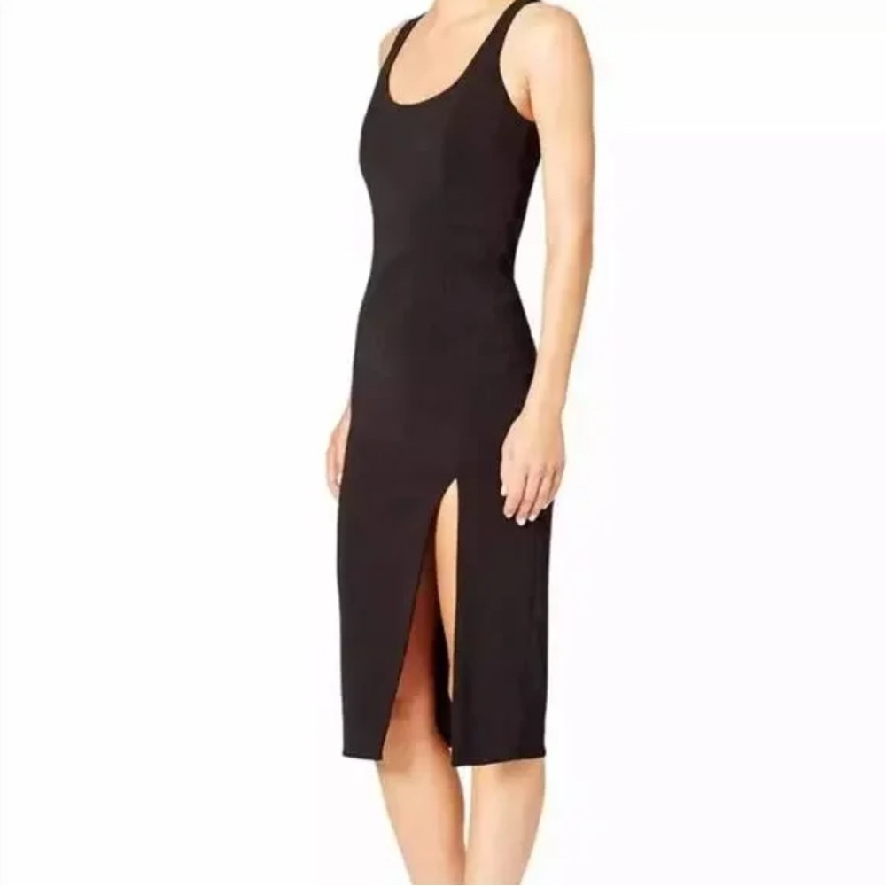JAYGODFREY Black Sheath Midi Dress with Slit - Picture 2 of 6